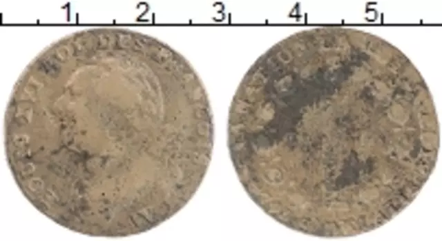 Монета 12 динерс Франции 1793 года Медь