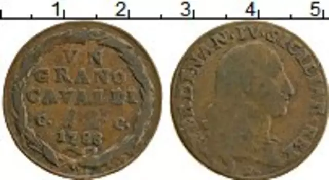Монета 12 кавалли Сицилии 1788 года Медь Фердинанд IV
