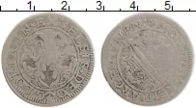 Монета 12 крейцеров Страссбурга Серебро 1640-1658 гг