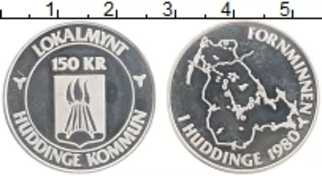 Монета 150 крон Швеции 1980 года Серебро Городские деньги