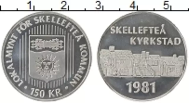 Монета 150 крон Швеции 1981 года Серебро Городские деньги