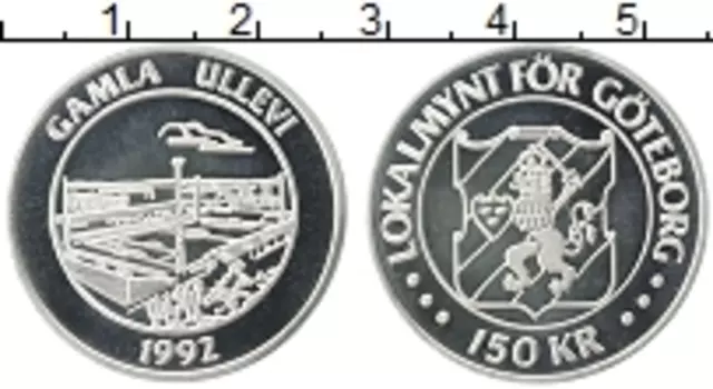 Монета 150 крон Швеции 1992 года Серебро Городские деньги