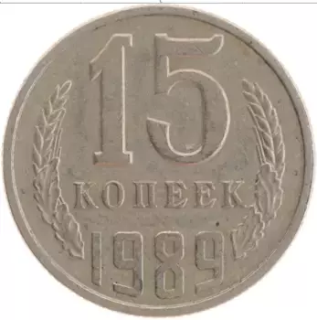 Монета 15 копеек СССР 1989 года Медно-никель