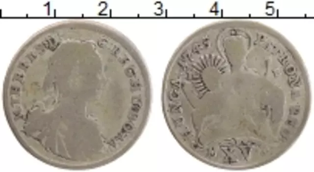 Монета 15 крейцеров Венгрии 1745 года Серебро Мария Терезия
