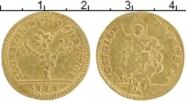 Монета 15 паоли Ватикана 1787 года Золото Пий VI (КМ# 1050 Проба 917