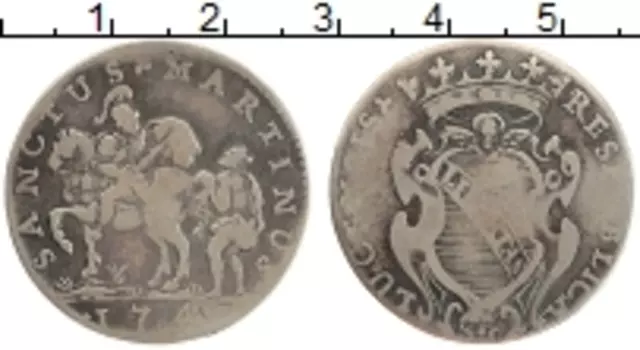 Монета 15 сольди Лукки 1748 года Серебро