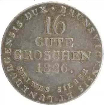 Монета 16 грош Брауншвайг-Люнебурга 1826 года Серебро Георг IV