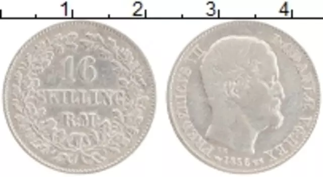 Монета 16 скиллингов Дании 1856 года Серебро Фредерик VII