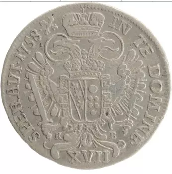 Монета 17 крейцеров Австрии 1758 года Серебро Франц I