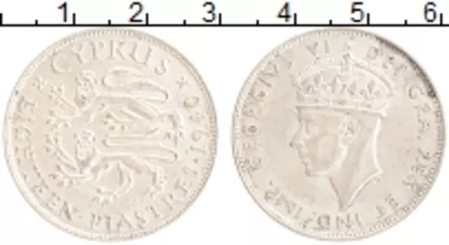Монета 18 пиастр Кипра 1940 года Серебро Георг VI