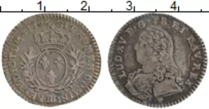 Монета 1/10 экю Франции 1726 года Серебро Людовик XV