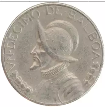 Монета 1/10 бальбоа Панамы 1970 года Медно-никель