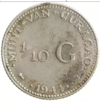 Монета 1/10 гульдена Кюрасао 1944 года Серебро Вильгельмина