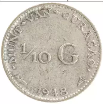Монета 1/10 гульдена Кюрасао 1948 года Серебро Вильгельмина
