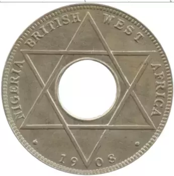 Монета 1/10 пенни Западной Африки 1908 года Медно-никель Эдуард VII