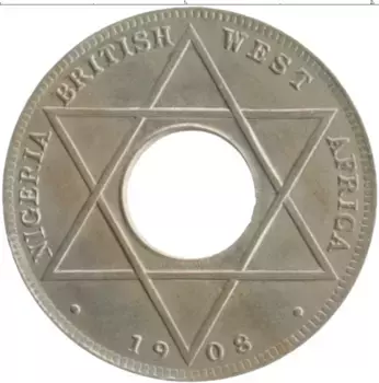 Монета 1/10 пенни Западной Африки 1908 года Медно-никель Эдуард VII