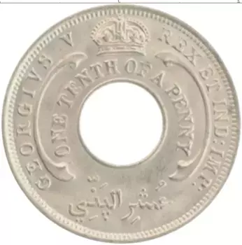 Монета 1/10 пенни Западной Африки 1932 года Медно-никель Георг V