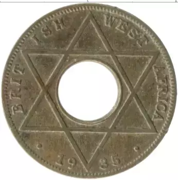 Монета 1/10 пенни Западной Африки 1935 года Медно-никель Георг V