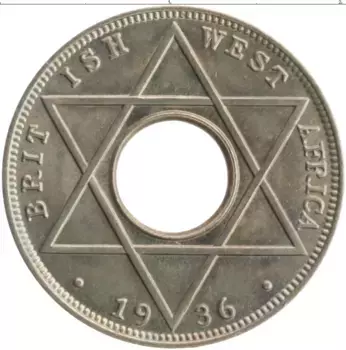 Монета 1/10 пенни Западной Африки 1936 года Медно-никель Георг VI