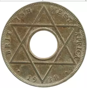 Монета 1/10 пенни Западной Африки 1938 года Медно-никель Георг VI