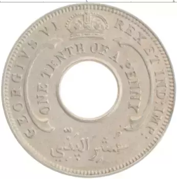 Монета 1/10 пенни Западной Африки 1940 года Медно-никель Георг VI