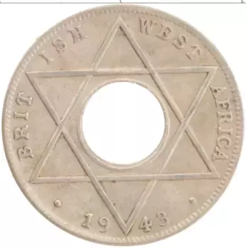 Монета 1/10 пенни Западной Африки 1943 года Медно-никель Георг VI