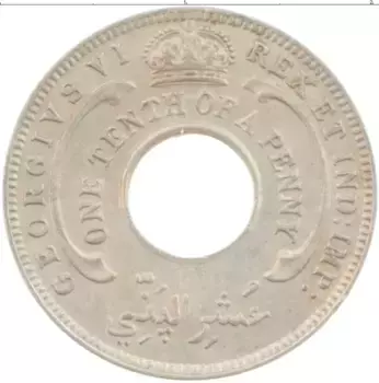 Монета 1/10 пенни Западной Африки 1944 года Медно-никель Георг VI
