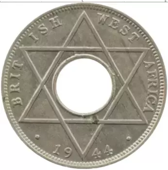 Монета 1/10 пенни Западной Африки 1944 года Медно-никель Георг VI