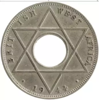 Монета 1/10 пенни Западной Африки 1944 года Медно-никель Георг VI