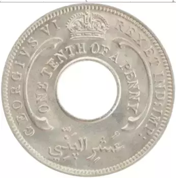Монета 1/10 пенни Западной Африки 1946 года Медно-никель Георг VI