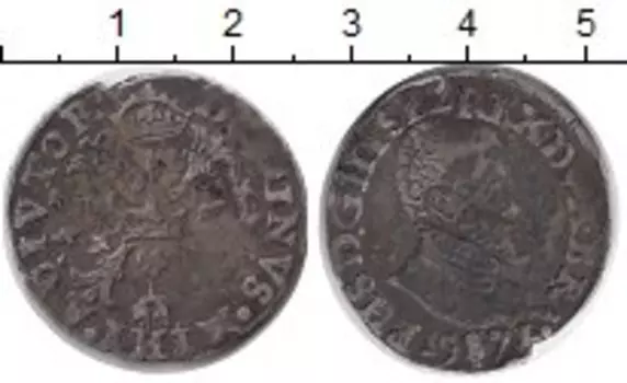 Монета 1/10 талера Утрехта 1571 года Серебро Филипп II