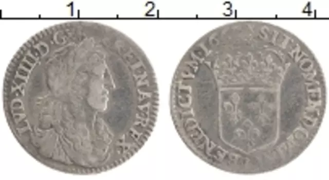 Монета 1/12 экю Франции 1662 года Серебро Людовик XVI
