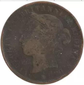 Монета 1/12 шиллинга Острова Джерси 1877 года Бронза Виктория
