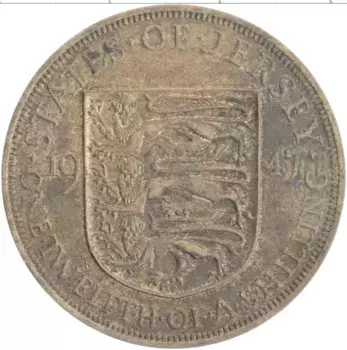 Монета 1/12 шиллинга Острова Джерси 1947 года Бронза Георг VI