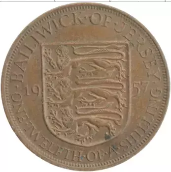 Монета 1/12 шиллинга Острова Джерси 1957 года Бронза Елизавета II