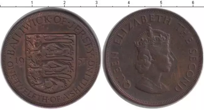 Монета 1/12 шиллинга Острова Джерси 1957 года Медь Елизавета II