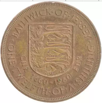 Монета 1/12 шиллинга Острова Джерси 1960 года Бронза Елизавета II