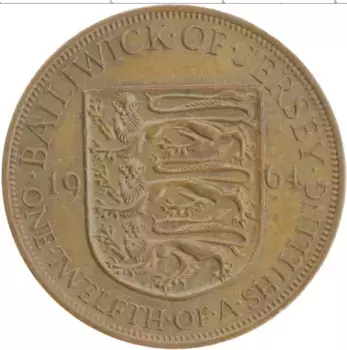 Монета 1/12 шиллинга Острова Джерси 1964 года Бронза Елизавета II