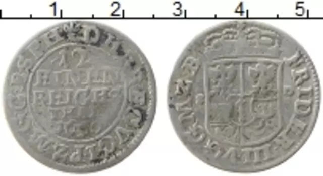 Монета 1/12 талера Бранденбурга 1690 года Серебро SD