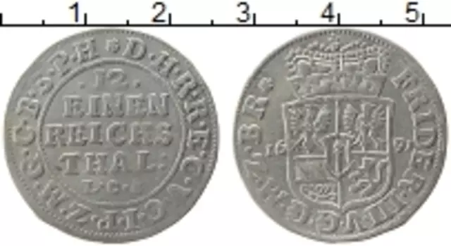 Монета 1/12 талера Бранденбурга 1691 года Серебро LCS