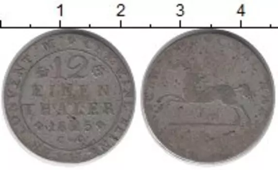 Монета 1/12 талера Брауншвайг-Вольфенбюттеля 1825 года Серебро Карл II