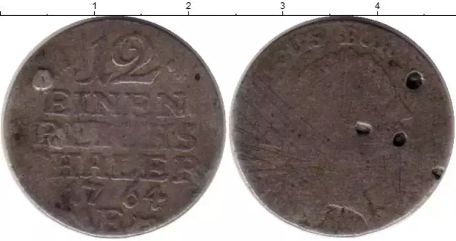 Монета 1/12 талера Пруссии 1764 года Серебро Фридрих II