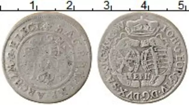 Монета 1/12 талера Саксонии 1694 года Серебро EPH