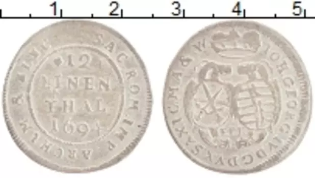 Монета 1/12 талера Саксонии 1694 года Серебро Георг