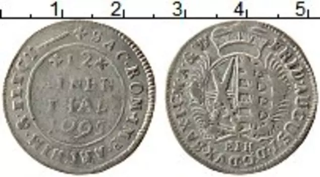 Монета 1/12 талера Саксонии 1695 года Серебро EPH