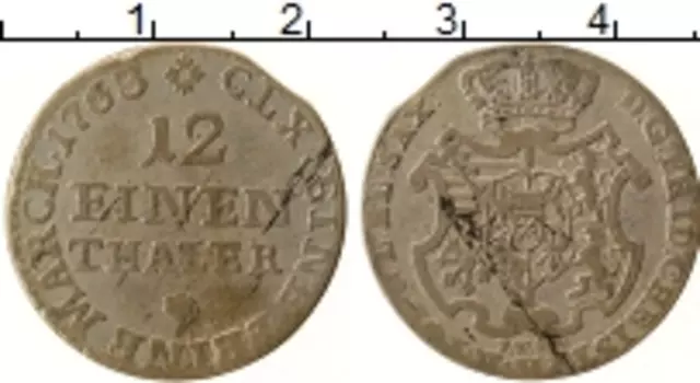 Монета 1/12 талера Саксонии 1763 года Серебро