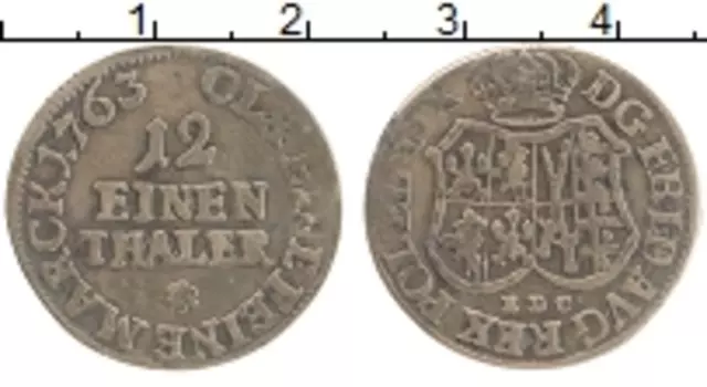 Монета 1/12 талера Саксонии 1763 года Серебро Август III