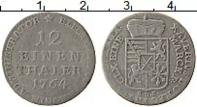 Монета 1/12 талера Саксонии 1764 года Серебро EDC