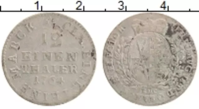 Монета 1/12 талера Саксонии 1764 года Серебро Герб