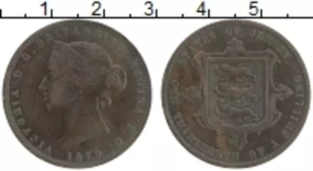Монета 1/13 шиллинга Острова Джерси 1870 года Бронза Виктория